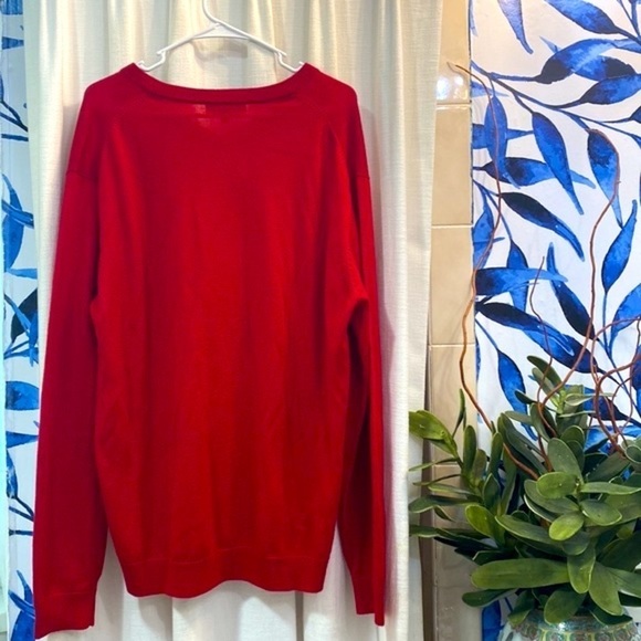 NWOT Men’s Hart Schaffner Marx Extra Fine Merino Wool Long Sleeve Red Sweater - Picture 6 of 8